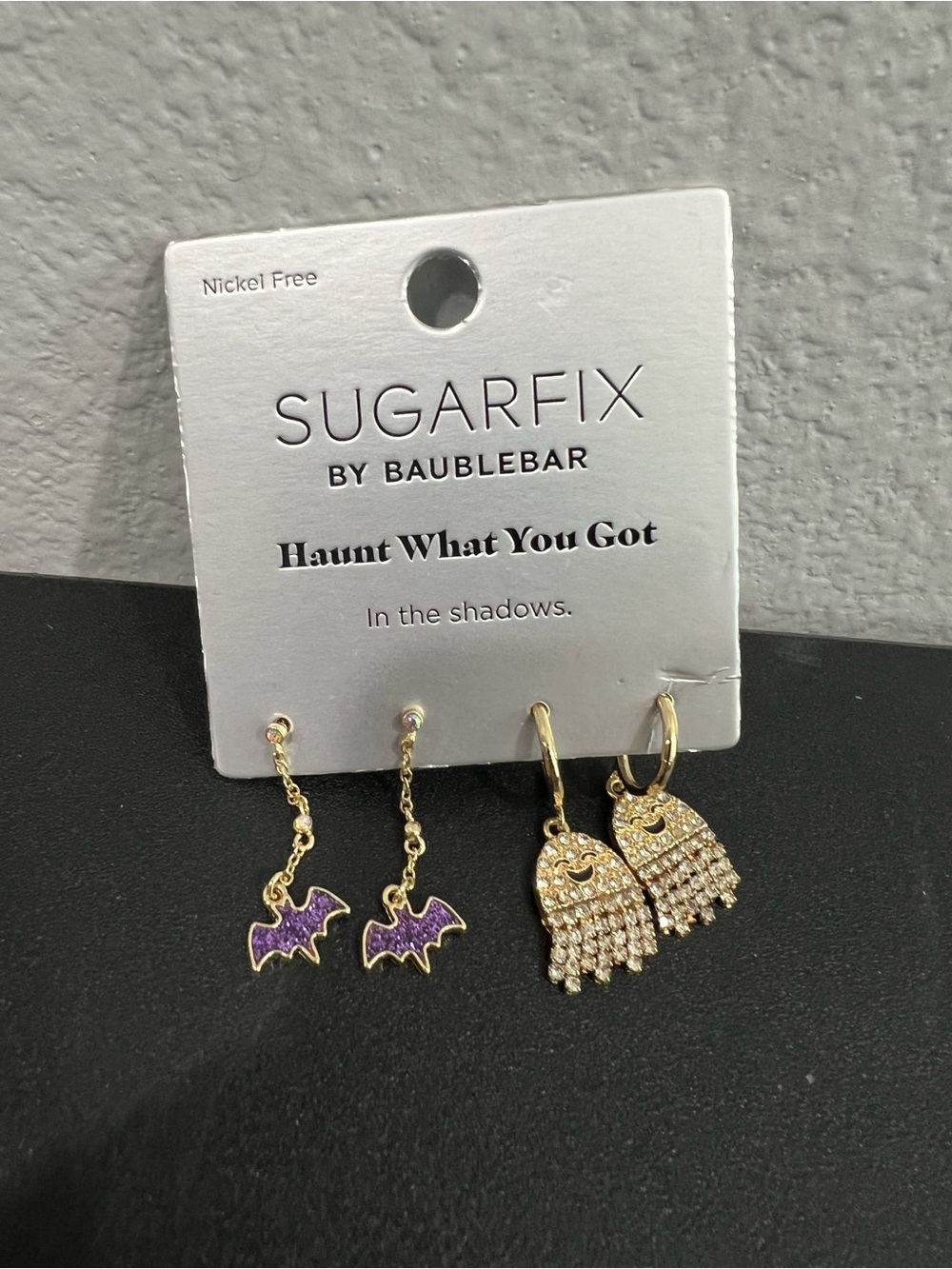 Sugarfix by BaubleBar Gold Hoop Duo with Purple Bat Drops